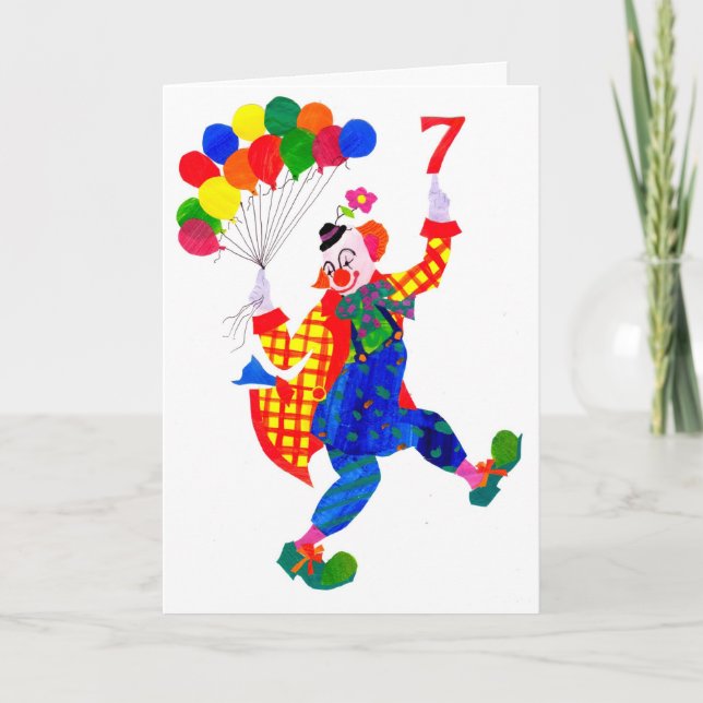 Carte d'anniversaire Clown 7 ans (Devant)