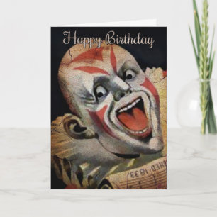 Carte d'anniversaire clown effrayant