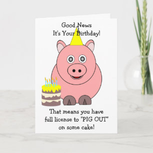 Carte d'anniversaire cochon humoristique