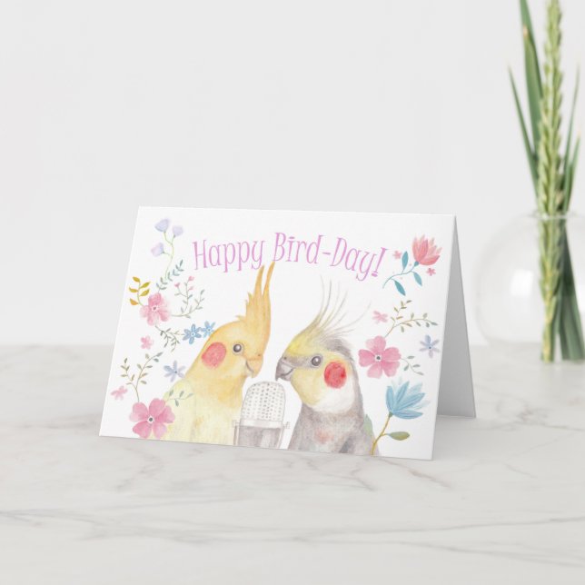 Carte d'anniversaire Cockatiel Joyeux Oiseau Jour  (Devant)