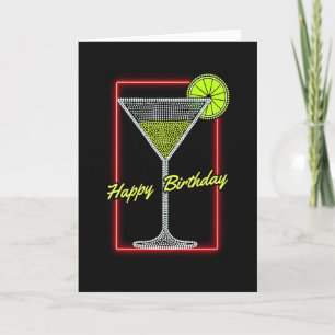 Carte d'anniversaire Cocktail Néon