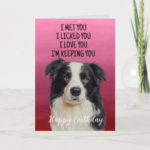Carte d'anniversaire Collie à la frontière personn