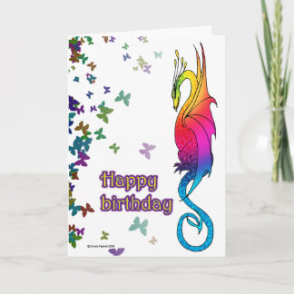 Carte d'anniversaire colorée de dragon