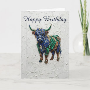 Carte d'anniversaire colorée de vache des Highland
