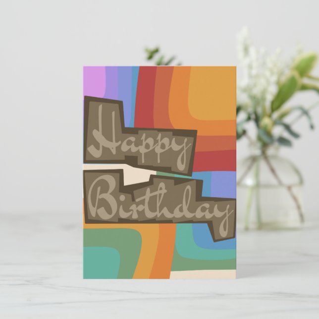 Carte d'anniversaire colorée et cubique des années (Debout devant)