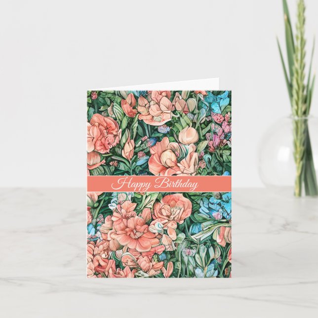 Carte d'anniversaire colorée Fleur sauvage Floral (Devant)