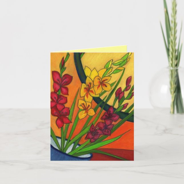 Carte d'anniversaire colorée Gladiolus August Flow (Devant)