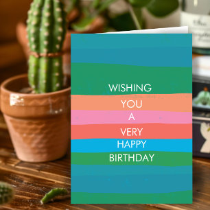 Carte d'anniversaire colorée simple rayures HEUREU