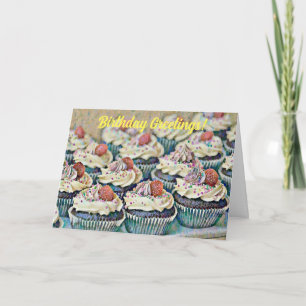 Carte d'anniversaire Confetti Art Cupcakes