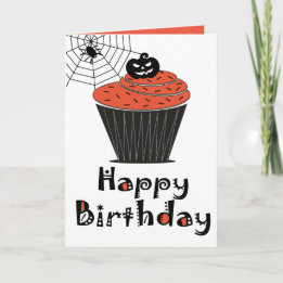 Carte d'anniversaire Cupcake Citrouille d'Hallowee