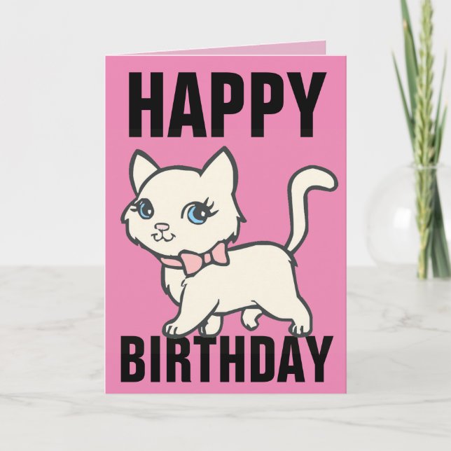 CARTE D'ANNIVERSAIRE CUTE CAT (Devant)