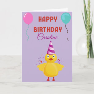 CARTE D'ANNIVERSAIRE CUTE CHICK HAPPY