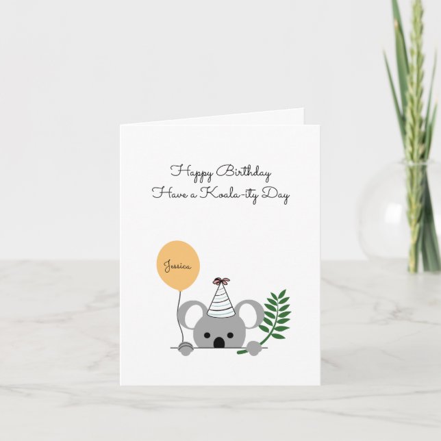 Carte d'anniversaire Cute koala - Texte personnali (Devant)