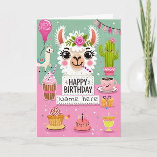 Carte d'anniversaire Cute Llama
