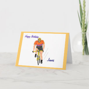 Carte d'anniversaire Cyclist Racing. Modifier le n
