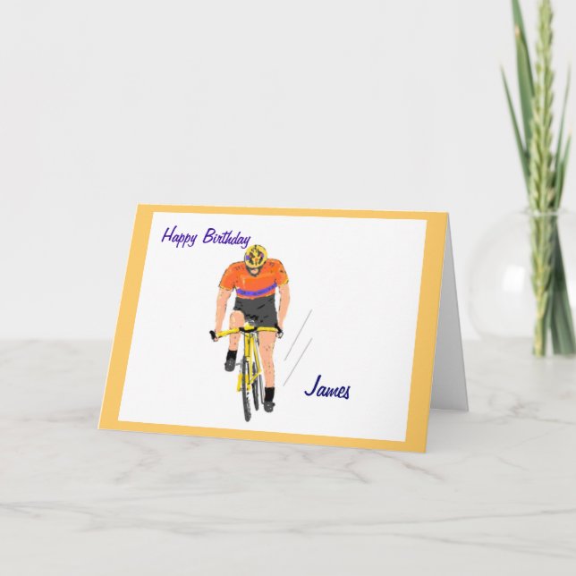 Carte d'anniversaire Cyclist Racing. Modifier le n (Devant)