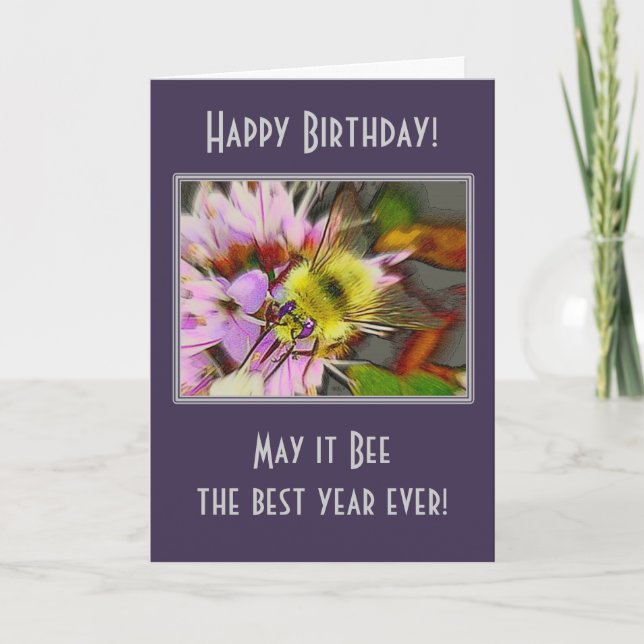 Carte d'anniversaire d'abeille de miel (Devant)