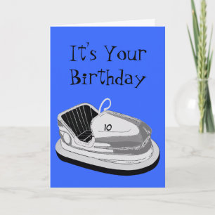 Carte d'anniversaire d'âge de Dodgem (bleue)