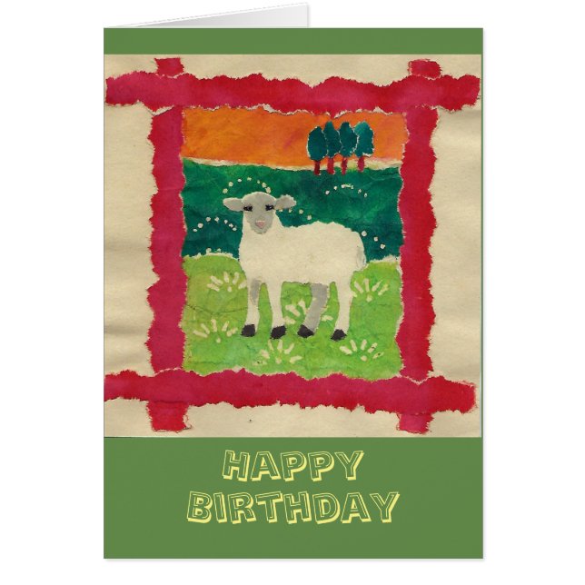 Carte d'anniversaire d'agneau (Devant)