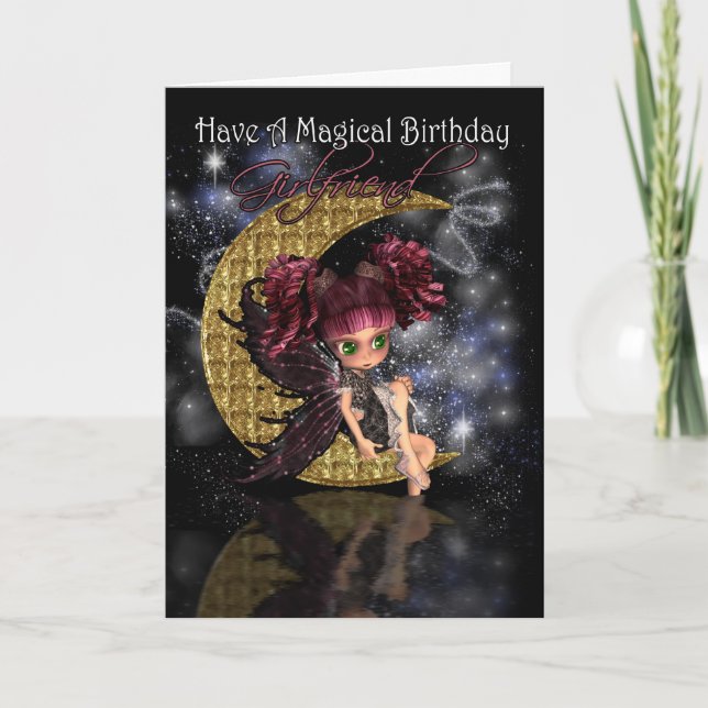 Carte d'anniversaire d'amie avec la fée gothique (Devant)