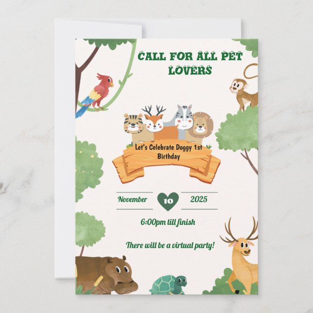 Carte d'anniversaire d'animal (Devant)