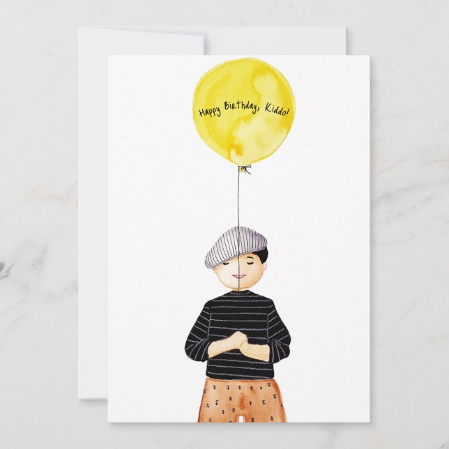 Carte d'anniversaire d'aquarelle blanche pour les  (Devant)
