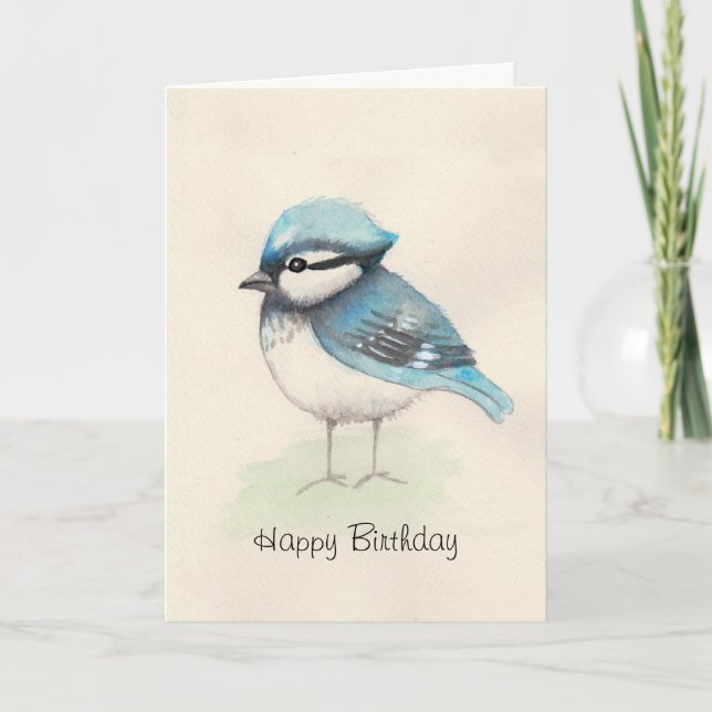 Carte d'anniversaire d'aquarelle Bluejay (Devant)