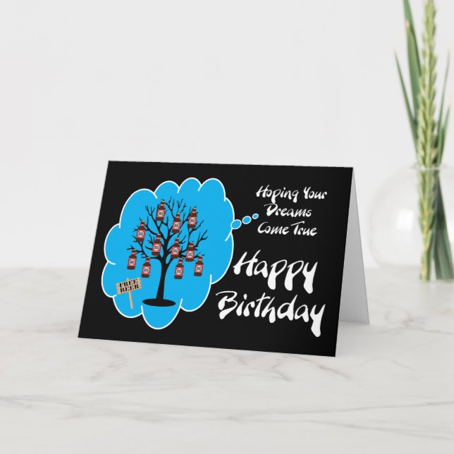 Carte d'anniversaire d'arbre de bière (Devant)