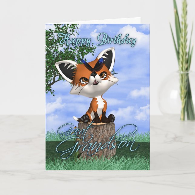 Carte d'anniversaire d'arrière-petit-fils avec le (Devant)