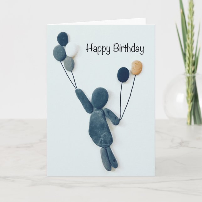 Carte d'anniversaire d'art de caillou (Devant)