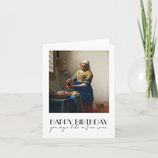 Carte d'anniversaire d'art, Milkmaid de Vermeer ve (Devant)