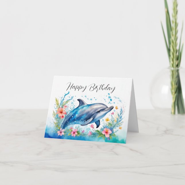 Carte d'anniversaire dauphin adorable (Devant)