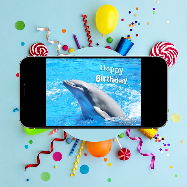 Carte d'anniversaire dauphin dans l'eau (Dive into Birthday Joy: Make a Splash with this Playful Dolphin Card!)