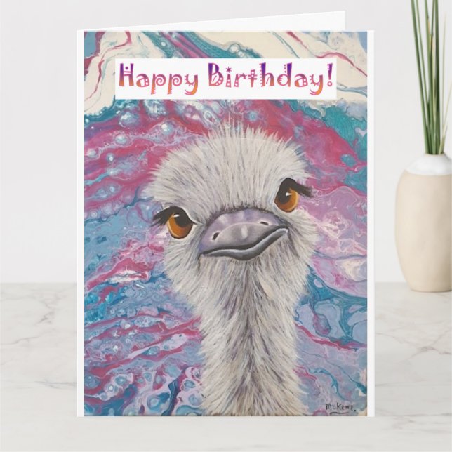 Carte d'anniversaire d'autruche (Devant)
