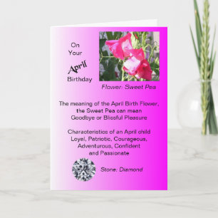 Carte d'anniversaire d'avril - Pois doux et diaman