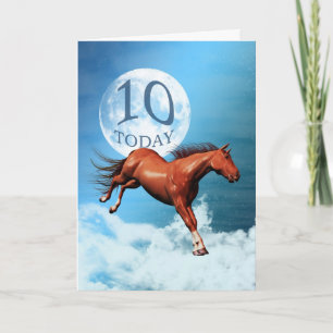 Carte d'anniversaire de 10 ans avec un cheval spir