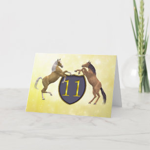 Carte d'anniversaire de 11 ans avec chevaux d'élev