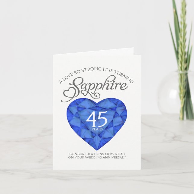 Carte d'anniversaire de 45 ans saphir d'un amour s (Devant)
