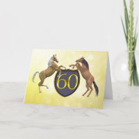 Carte d'anniversaire de 60 ans avec chevaux d'élev