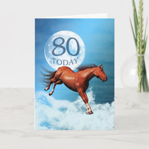 Carte d'anniversaire de 80 ans avec un cheval d'es