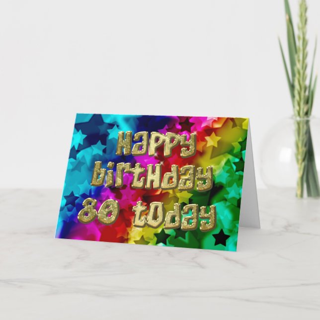 Carte d'anniversaire de 80e étoiles brillantes (Devant)
