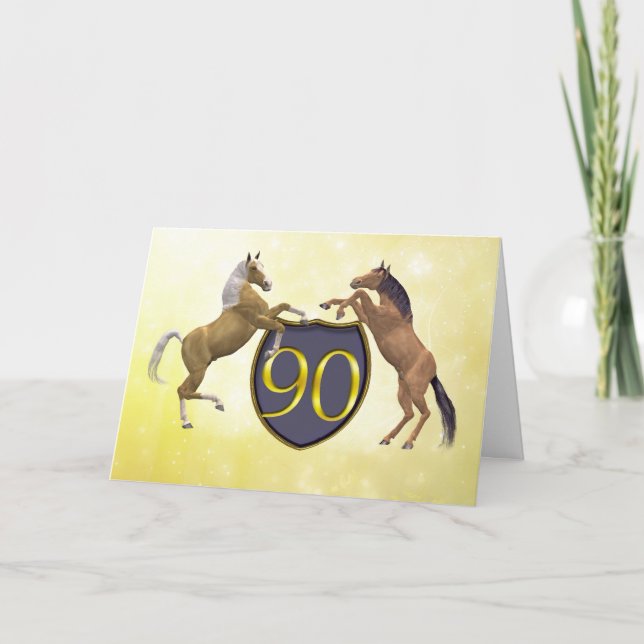 Carte d'anniversaire de 90 ans avec chevaux d'élev (Devant)