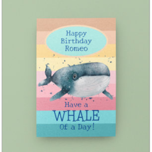 Carte d'anniversaire de baleines pour enfants