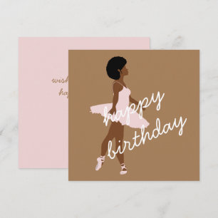 Carte d'anniversaire de ballerine afro en noir bal