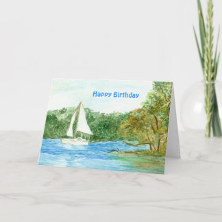 Carte d'anniversaire de bateau à voile