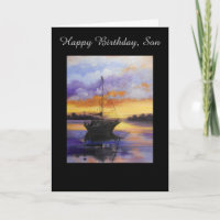 Carte d'anniversaire de bateau à voile pour le