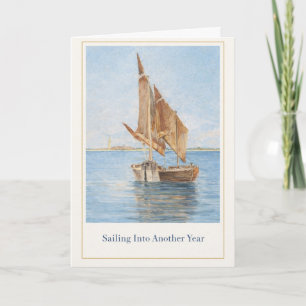 Carte d'anniversaire de bateau à voile vintage • T