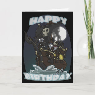 Carte d'anniversaire de bateau de pirate de