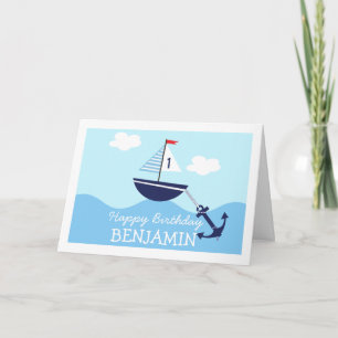 Carte d'anniversaire de bateau nautique pour enfan