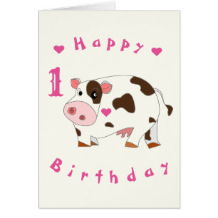 Carte d'anniversaire de bébé Happy Cow - Personnal